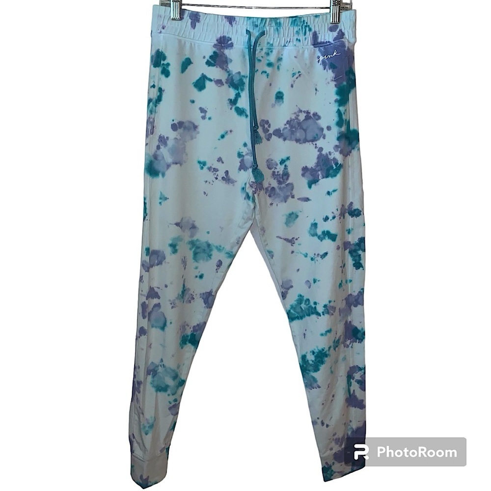 PINK Victoria Secret VS NWOT Tie Dye Spring Joggers with Drawstring Large​